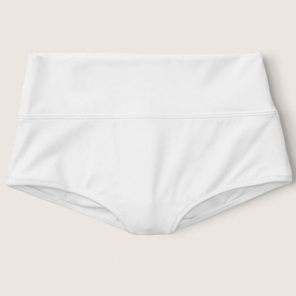 Victoria’s Secret Pink Swim High Waist Shortie Bikini Bottom Black Optic White - Picture 2 of 8